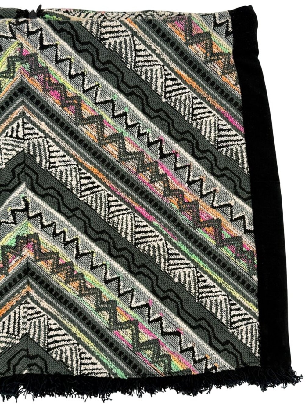 NWT Urban Outfitters Geometric Fringe Hem Mini Skirt L | Indie Sleaze Whimsigoth - Picture 15 of 16